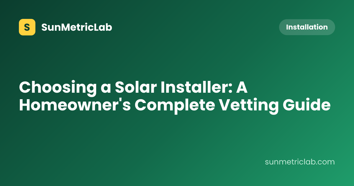 Choosing a Solar Installer: A Homeowner's Complete Vetting Guide
