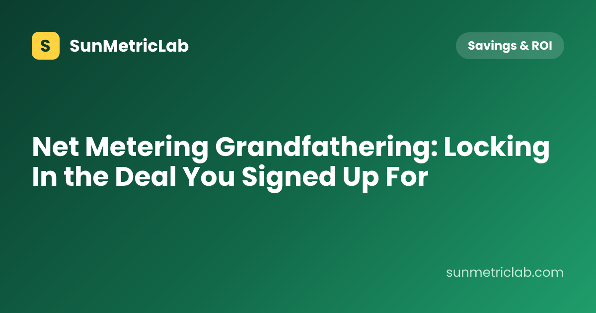 Net Metering Grandfathering: Locking In the Deal You Signed Up For