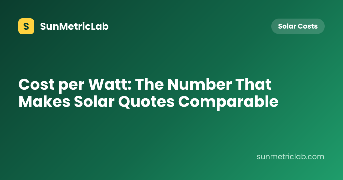 Cost per Watt: The Number That Makes Solar Quotes Comparable