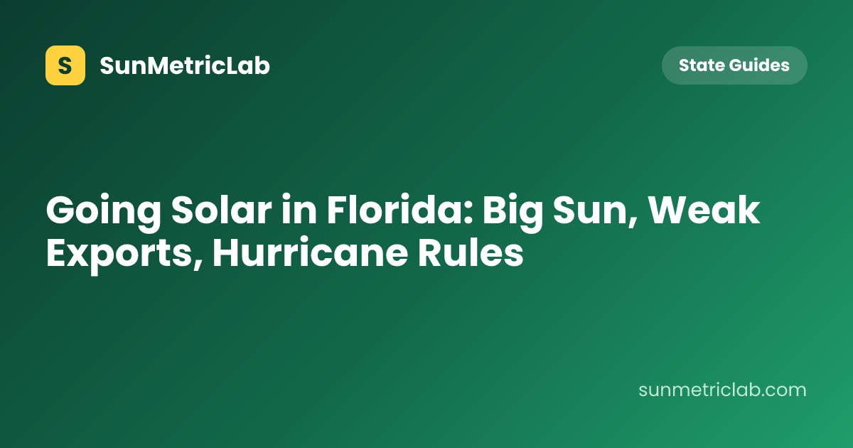 Going Solar in Florida: Big Sun, Weak Exports, Hurricane Rules
