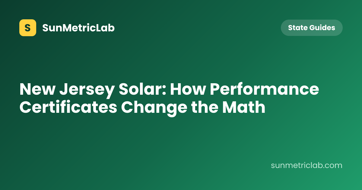 New Jersey Solar: How Performance Certificates Change the Math